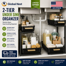 Under Sink Organizer - 2 Packs Multi-Purpose Pull-Out Storage Organizers, Sli...