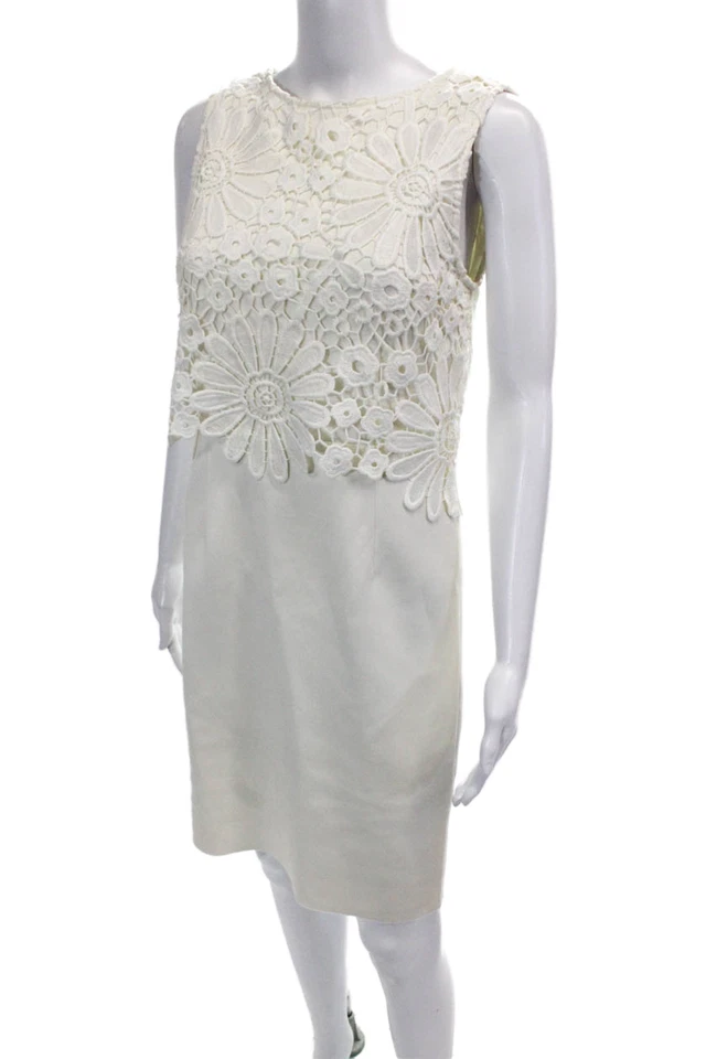 Vestido Catherine Catherine Malandrino para mujer a crochet sin mangas blanco talla 2 Foto 2 de 4