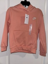 Nike Youth Girl's Size Small Sportswear Club Fleece Pullover Hoodie Coral