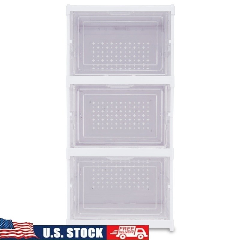 Collapsible 3-Tier Stackable Shoe Organizer for Sneakers Heels Sandals Storage-image