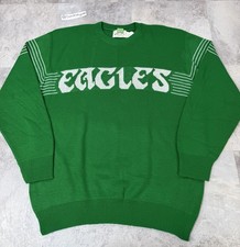 Vintage 80s 90s PHILADELPHIA EAGLES Pullover Crewneck Sweater Kelly Green Mens L