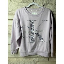 Calvin Klein Jeans Lavender Purple Leopard Logo Crewneck Sweatshirt Large