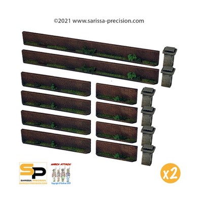 Sarissa Precision Gaslamp Alley Mini 28mm Low Brick Walls Pack SW (New)