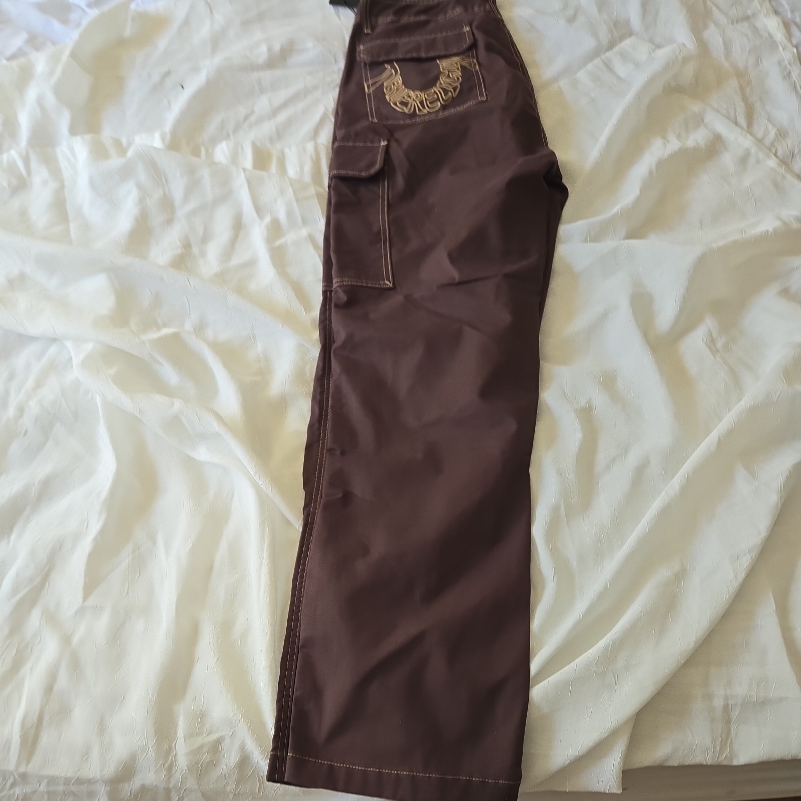 NEW NWT True Religion Men's Jeans Cargo Khaki Pants Size 38x32 Brown thumbnail 6