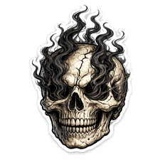 3 inch Flaming Skull Gothic Vinyl Sticker Dark Horror Skull Decal