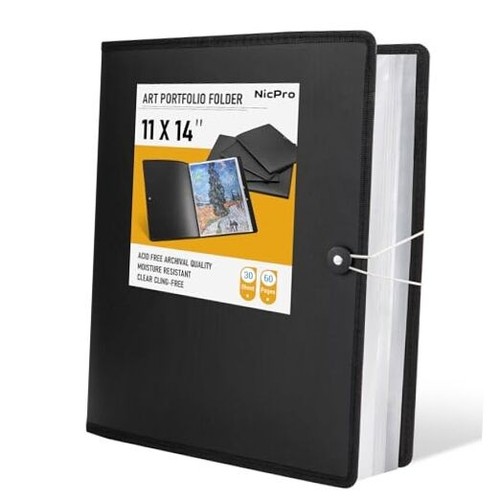 11x14 Art Portfolio Folder, 30 Pockets Display 60 Pages Art Painting 11x14"
