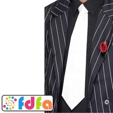 Smiffys 1920s 20's White Budget Gangster Tie Mens Ladies Fancy Dress