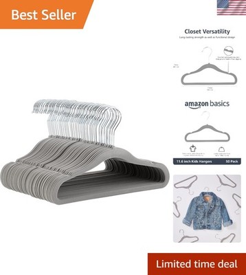 Durable Velvet Non-Slip Hangers for Infants - 50 Count Gray Clothes Organization