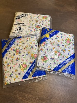 Vintage Dan River Confetti Floral Twin Bed Set 2 Fitted, 1 Flat