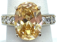 Sparkle Sterling Silver / 925 Oval Citrine Cocktail Ring Size 7