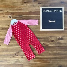NEW Kickee Pants Candy Apple Red Pink Rosebud Bamboo Floral Romper 3-6M