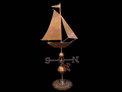 Copper Sailboat Weathervane   Nautical Decorative Piece with Directional Indicat