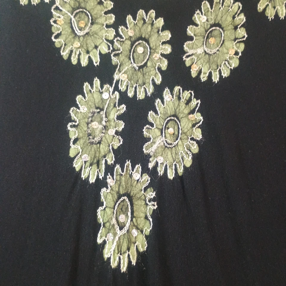 Vestido Just Love Talla Grande Hi Lo 2X Hawaiano Negro Verde Palmeras Tropical Boho Foto 2 de 4