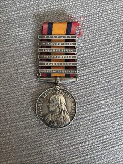 Queen’s South Africa Medal 1899 1902. Silver issue with 6 x clasps QSA BOAR WAR