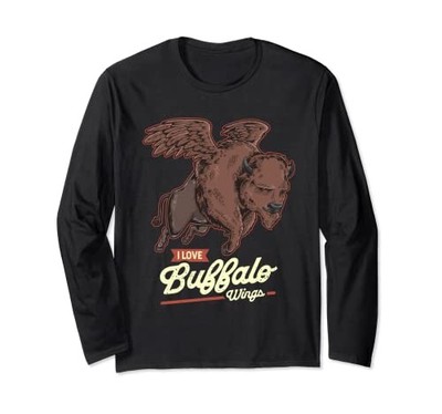 Lustiges Flying Bison I Love Buffalo Wings Shirt Hot Wings Langarmshirt von