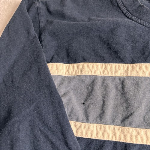 VTG Polo Ralph Lauren Blue Long Sleeve Crew Neck Striped Shirt Men's XL Hole - Bild 3 von 7
