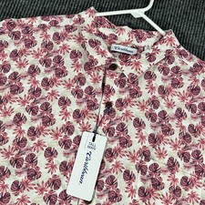 Caribbean Shirt Mens 4XT Tall Red Floral Short Sleeve Button Up Vacation New