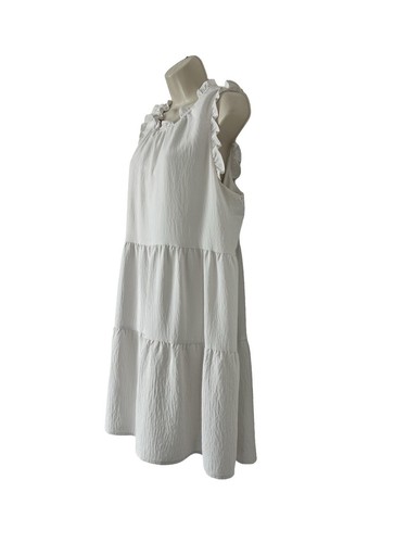 Mini Vestido Lola and Grace Volantes Línea A Elastizado XL Mujer Marfil Campesino Preppy - Imagen 2 de 10