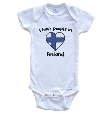 Finnish Flag Heart I Have People In Finland Baby Bodysuit