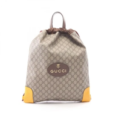 Sac à dos GUCCI GG Supreme cordon sac à dos 473872 toile cuir beige occasion - Photo 1/4