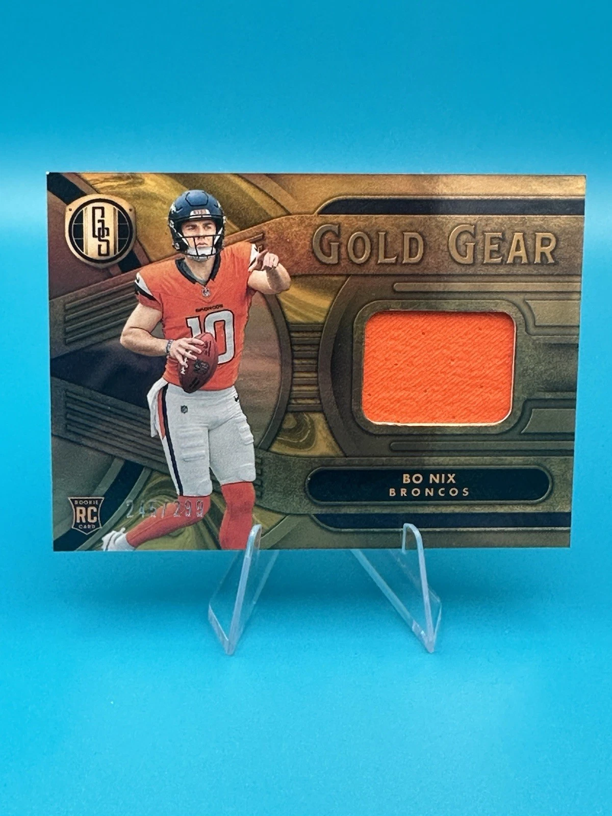 Bo Nix Panini Gold Standard Gold Gear Relics #GGBNX White Gold