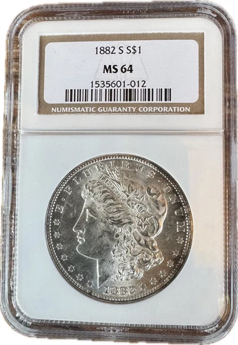1882 S Morgan Silver Dollar S$1 MS 64 NGC