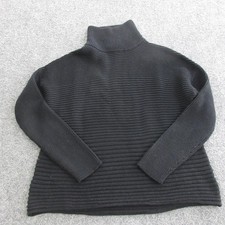 Helmut Lang Sweater Womens P Black Cotton Cashmere Turtleneck Knit Pullover
