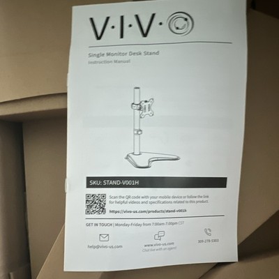 VIVO Single Monitor Desk Stand Mount Black VESA 75x75 100x100 STAND-V001H