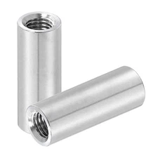 2Pcs 304 Stainless Steel M12x1.75mm Round Coupling Nuts, 0.71x1.77"(ODxH)