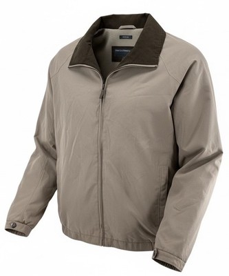 Perry Ellis Portfolio Tan Microfiber Jacket Full Zip Mesh Lined Mens Large