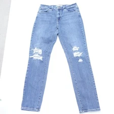 Levi's 721 Jeans Womens 28 Blue Denim High Rise Skinny Ankle Distressed Pockets