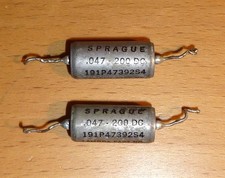 Pair 2 Sprague Vitamin Q Capacitors .047uf 200V paper n oil PIO US Lambda glass