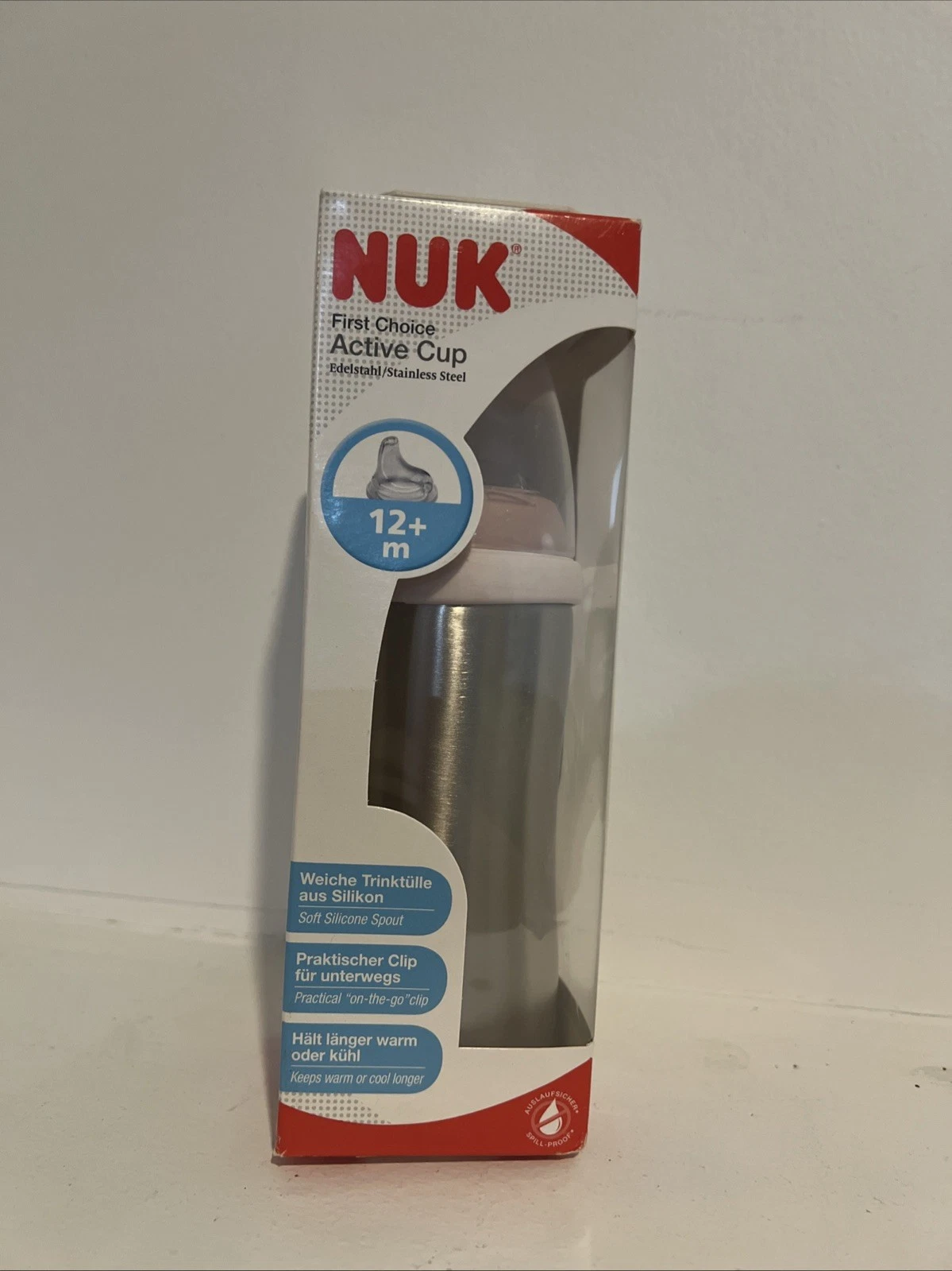 NUK Active Cup Toddler's Drinking Bottle, 12+ Months, Stainless Steel, Leak-Proo