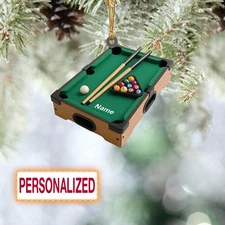 2D Flat Ornament Billiard Player Gift, Pool Table Keepsake, Game Room Decor