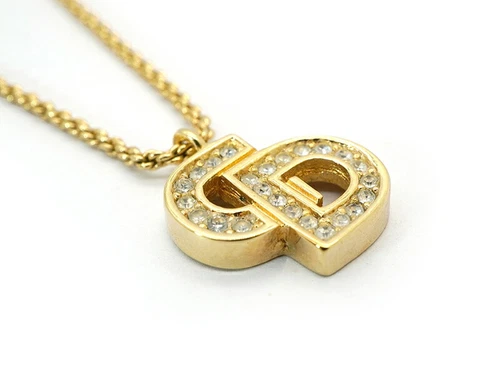 Collana Christian Dior GP catena strass trasparenti L43 cm L15 3 mm x H13 5 mm