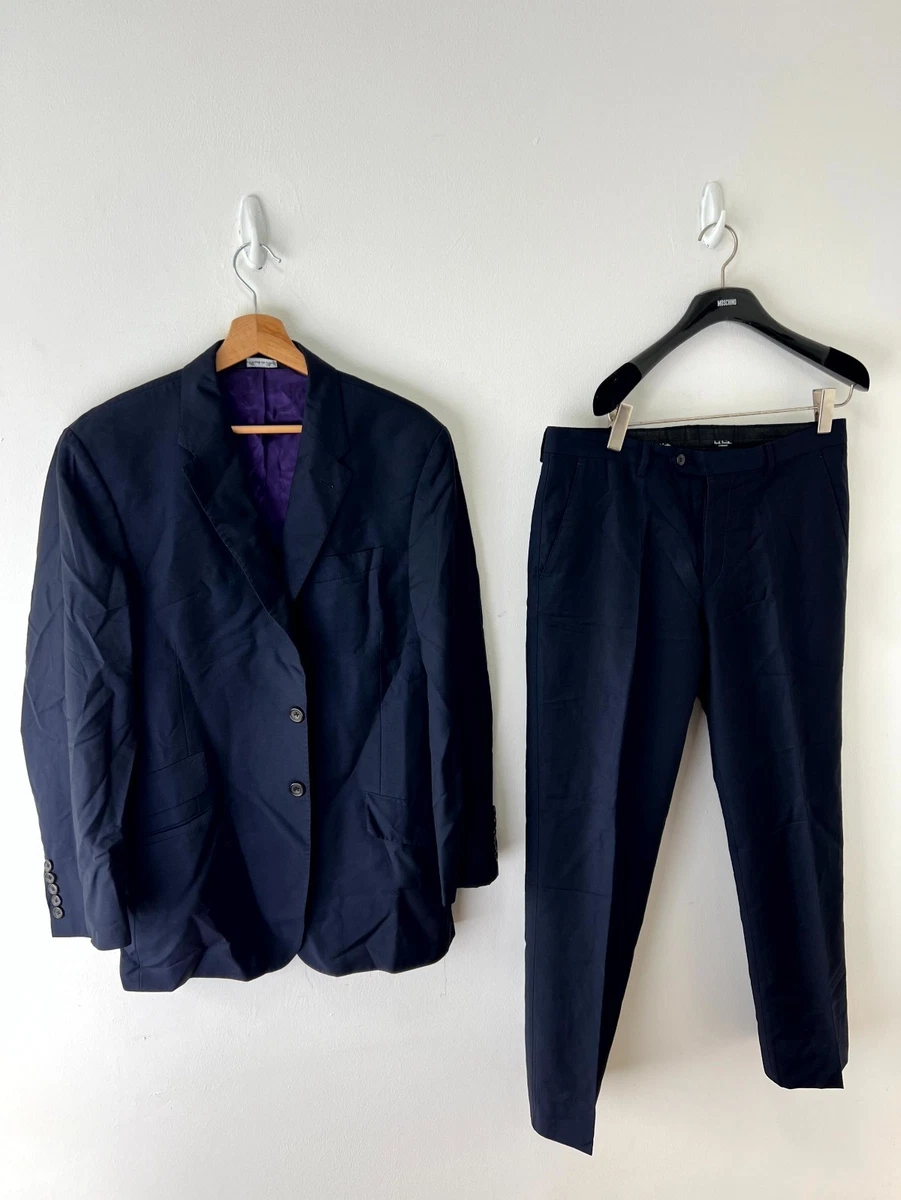Paul Smith The Byard 2 Piece Suit Mens 40R Navy Wool Mohair Made in Italy Purple
