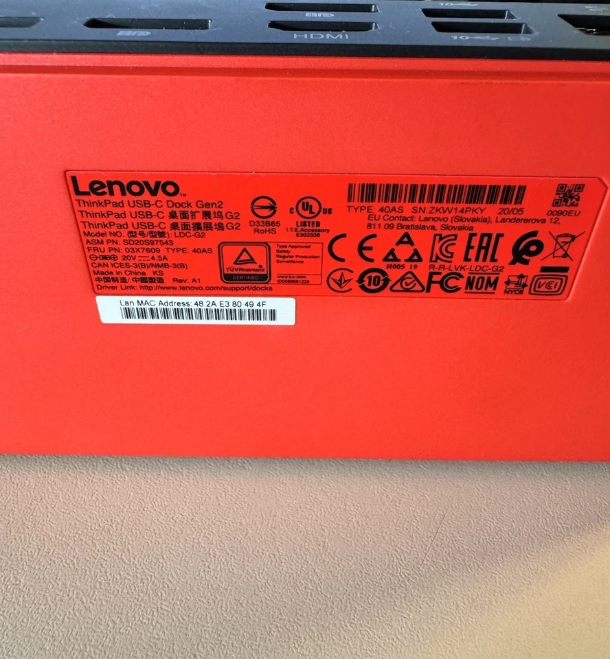 Lenovo ThinkPad Universal Docking station 90W  USB-C P/N: 40AS-LDC-G2 - Immagine 3 di 3