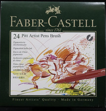 Faber-Castell Pitt Artist Pens 24 Brush Set - Studio Box - Pigmented India Ink