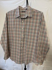 Van Heusen Men's XL 17-17.5 Plaid Shirt Regular Fit Button-Up Collar