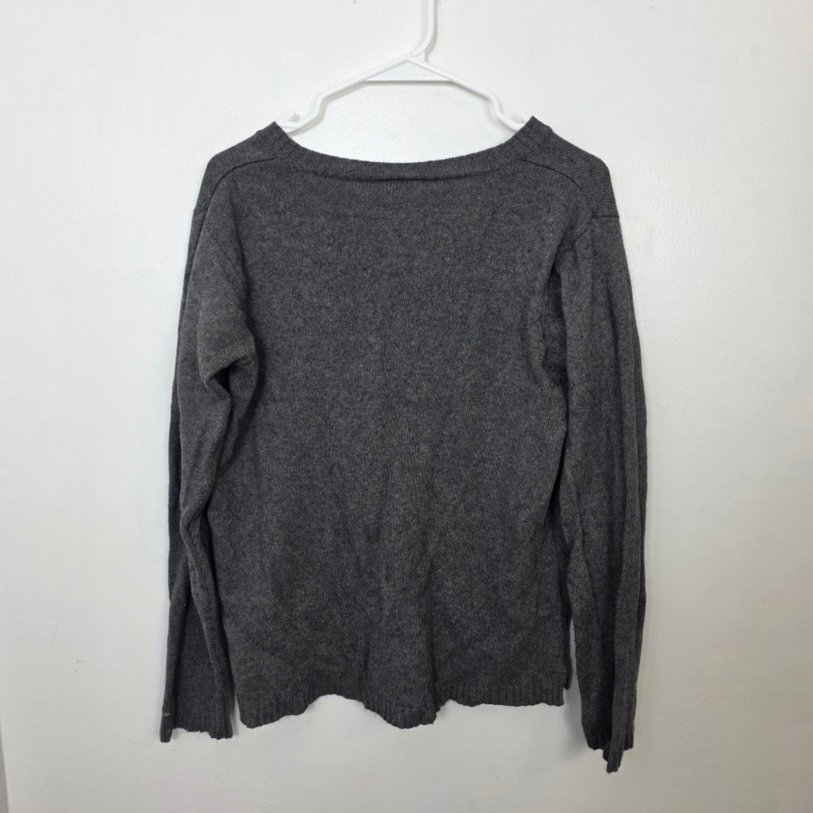 Columbia Gray Cotton Angora Blend Henley Outdoor Knit Warm Sweater Size Large
