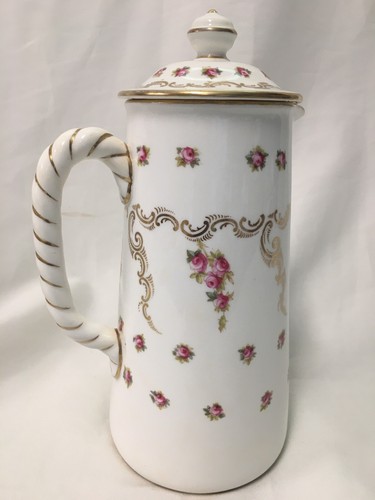 c1888 Royal Cauldon England 'Pink Scattered Roses' 3-Cup CHOCOLATE POT - Picture 4 of 8