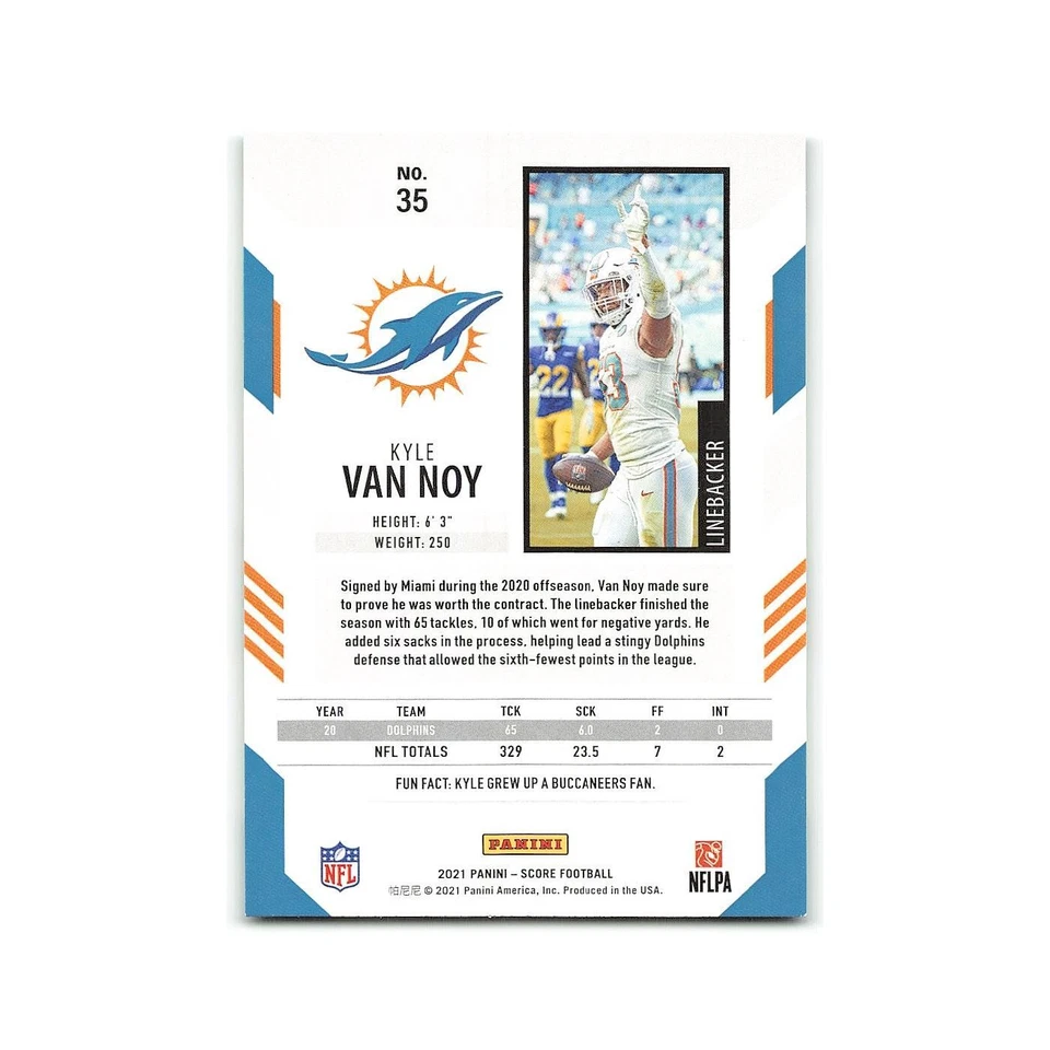 Kyle Van Noy 2021 Score #35 Miami Dolphins Football Card NM - Image 2 of 3