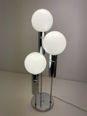 Sölken Leuchten Lampe Atomic Design Tischlampe Opal-Chrom