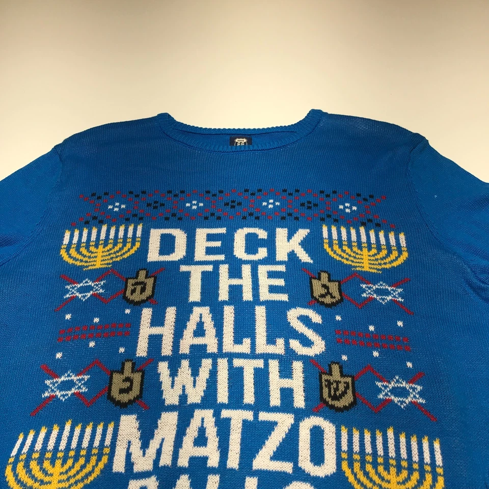 Suéter de vacaciones Route 66 para hombre cubierta The Halls con bolas Matzo manga larga XL NUEVO Foto 3 de 4