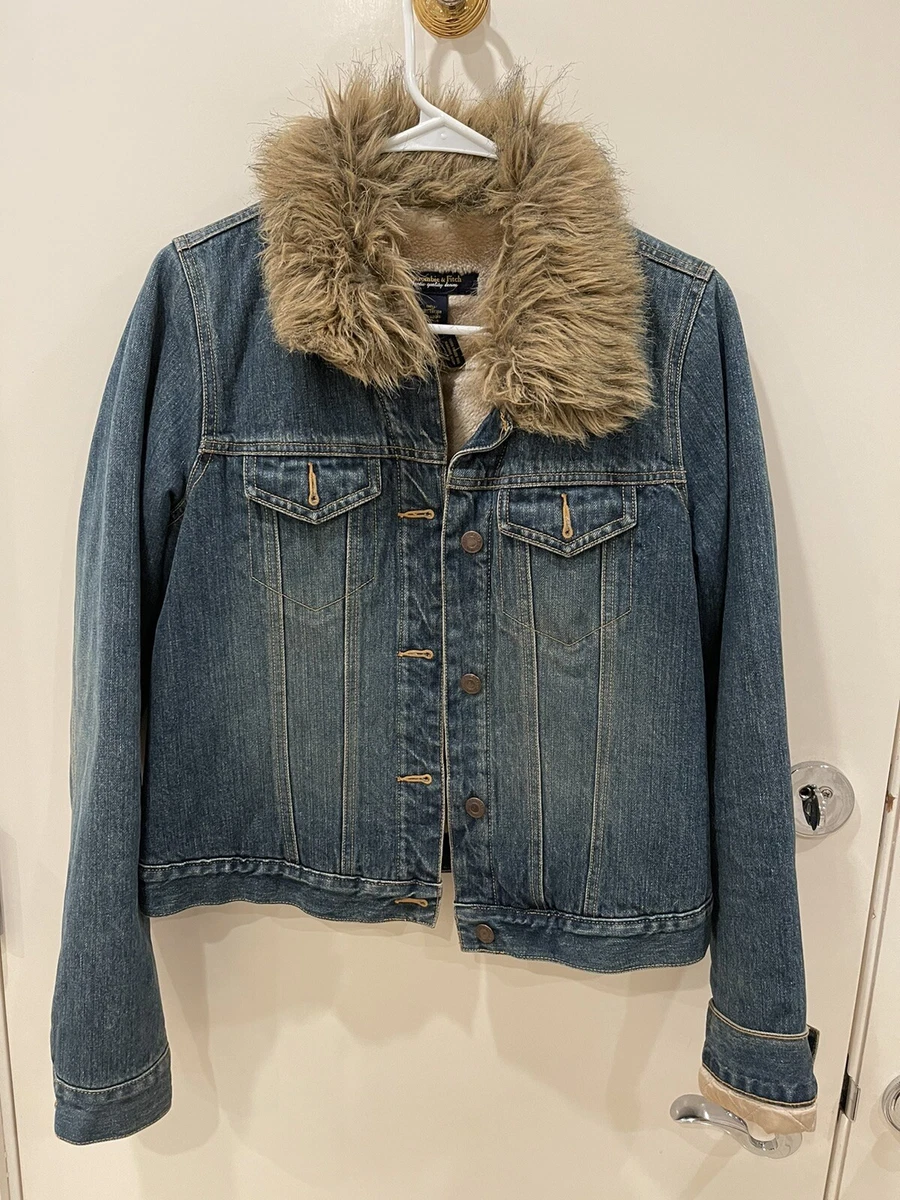 Abercrombie jean jacket with fur sale
