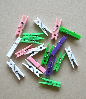 Kunststoff Klammer 5 Farben 35x6 mm Deko Klammer Wäscheklammer mini Clip 18Stück