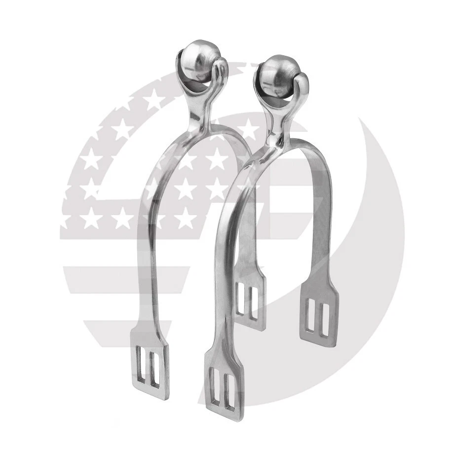 PRO IRON GEAR Horse Spurs Silver (Dull Polish) Horse Riding Spur Light Weight Roller Ball Spur