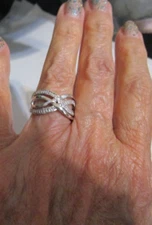 NEW in box Zales white diamond crossover ring 925 sterling silver size 5 1/2