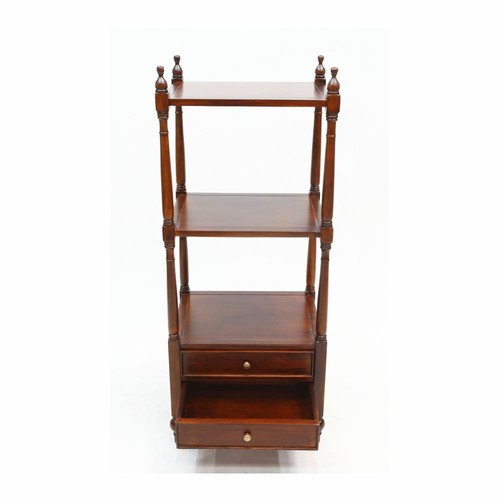 Solid Mahogany Wood Side Table 3 Tier Whatnot with Drawer Shelf Antique Style - Picture 10 of 11