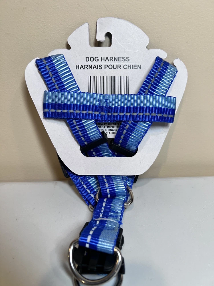Dog Harness Greenbrier Adjustable 20 in. To 26 in.  Blue Striped Reflective
